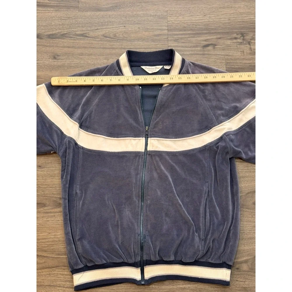 Vintage Christian Dior Track Jacket M Blue Velour Archive 90s Unisex Streetwear